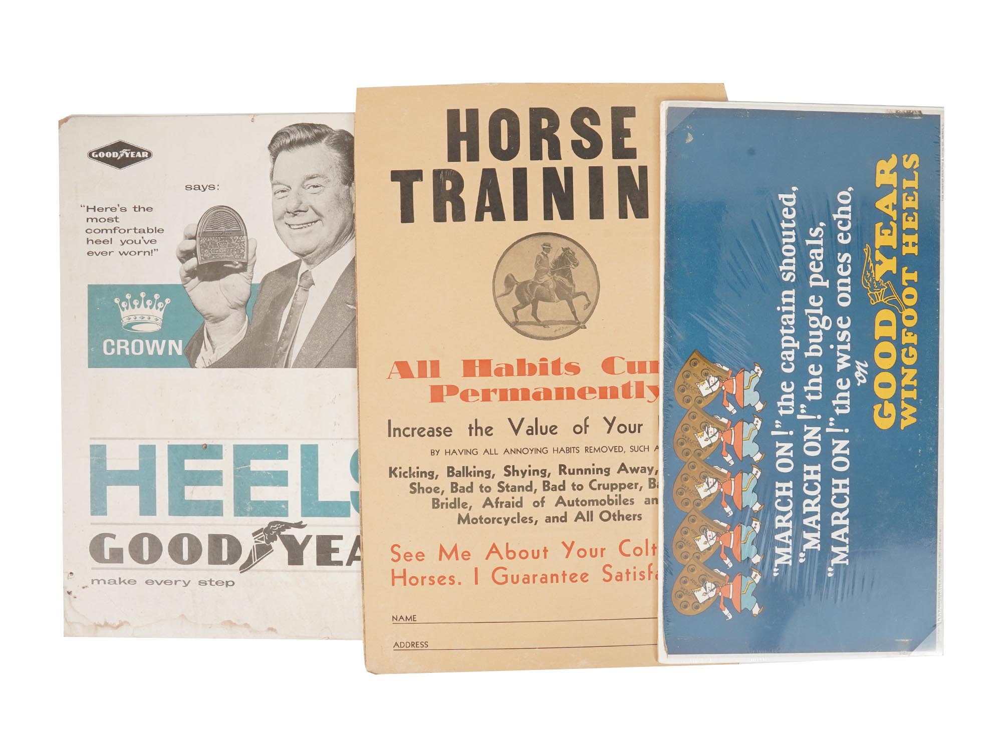 VINTAGE GOODYEAR POSTERS AND HORSE TRAINING ADD PIC-0